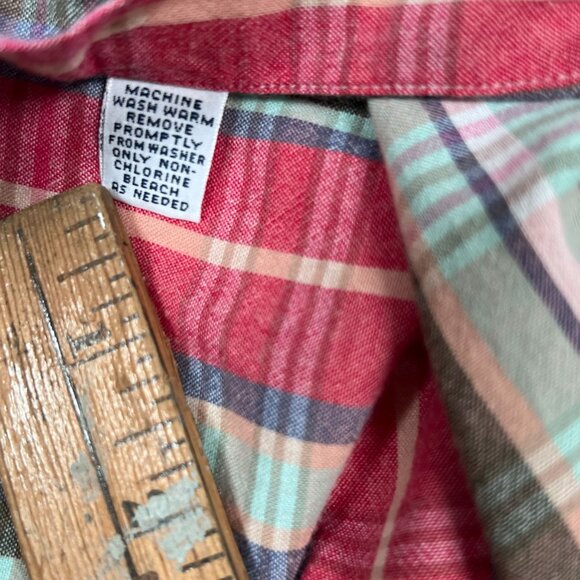 VTG Ralph Lauren MCMEEL Mens XL Button Up Red Gray Short Slv Dress Shirt w/Pony - Picture 10 of 13